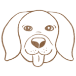 A hand-drawn sketch of a dog's head by Hippie Hounds Dog Grooming & Self-Wash in Lynnwood, WA.