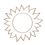 Summer Care Tips for Dogs A handrawn icon of a sun by Hippie Hounds Dog Grooming & Self-Wash in Lynnwood, WA.