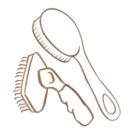 A sketch of clippers and shears used for dog grooming, an example of tools to desensitize your dog to.